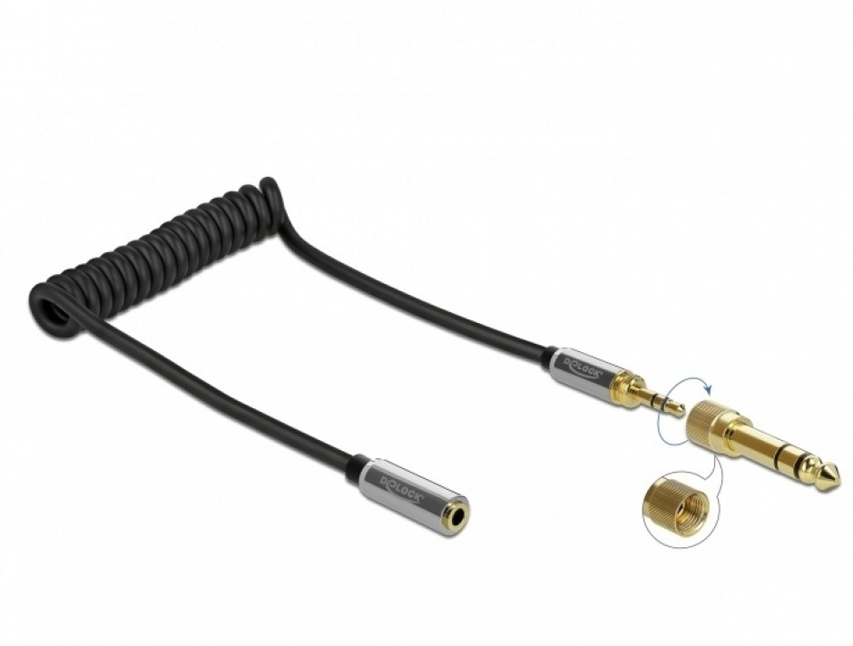 Cablu Spiralat Delock 3.5mm + Adaptor 6.35mm