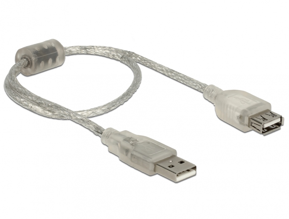 Prelungitor USB 2.0 Delock 0.3m Transparent