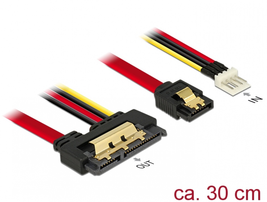 Cablu SATA 22p Delock 6 Gb/s cu Clips, 30cm