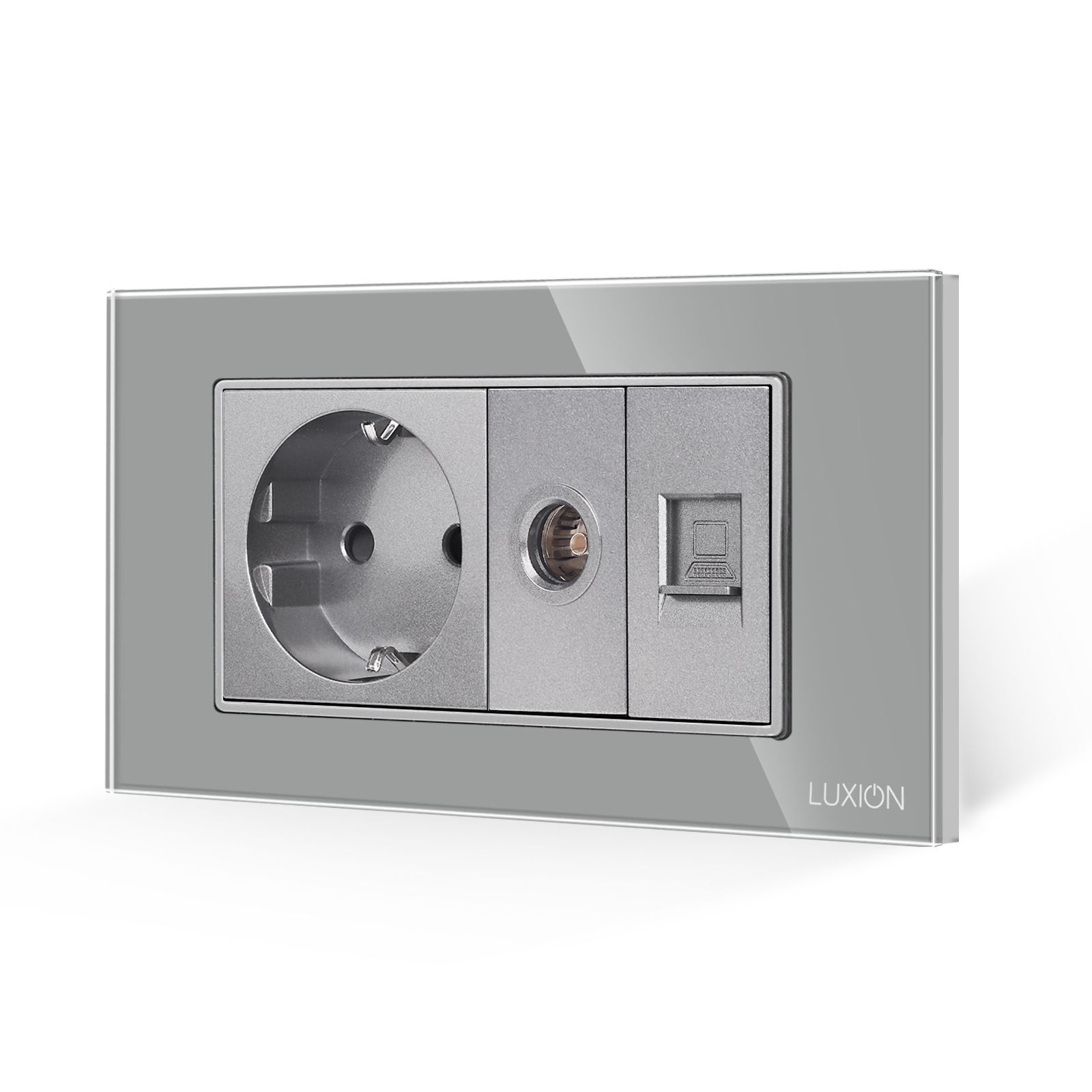 Priza Schuko + TV + Internet Luxion, Rama Sticlă - imagine 13