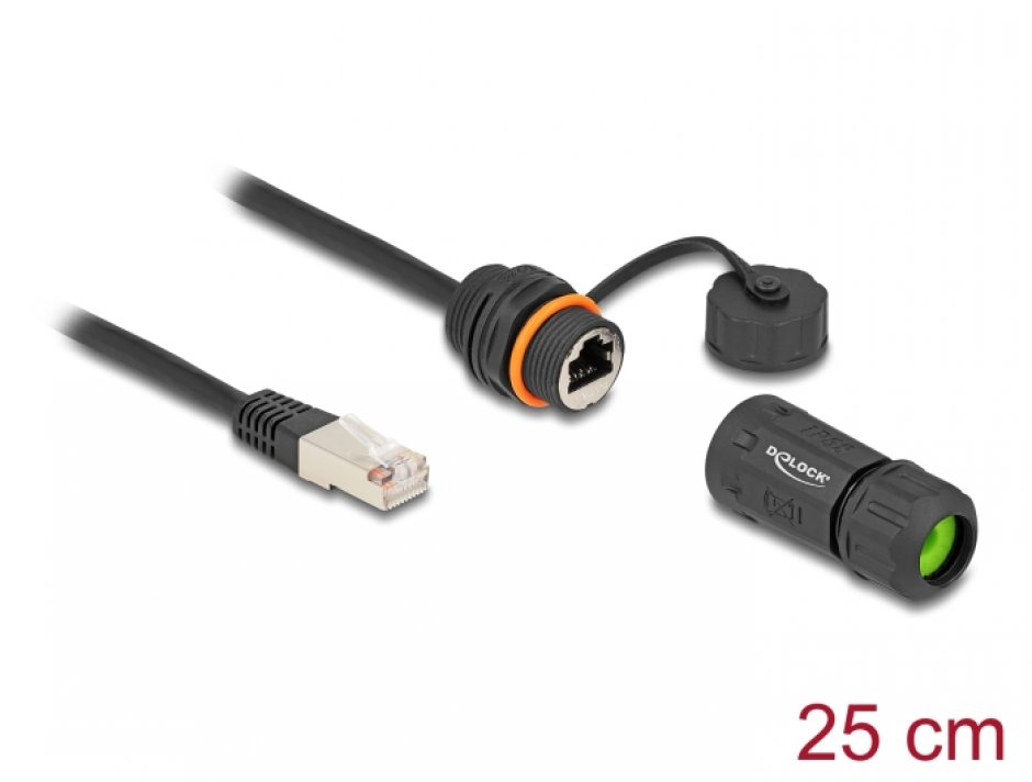 Cupla RJ45 Cat.6A Waterproof IP68 Delock 0.25m