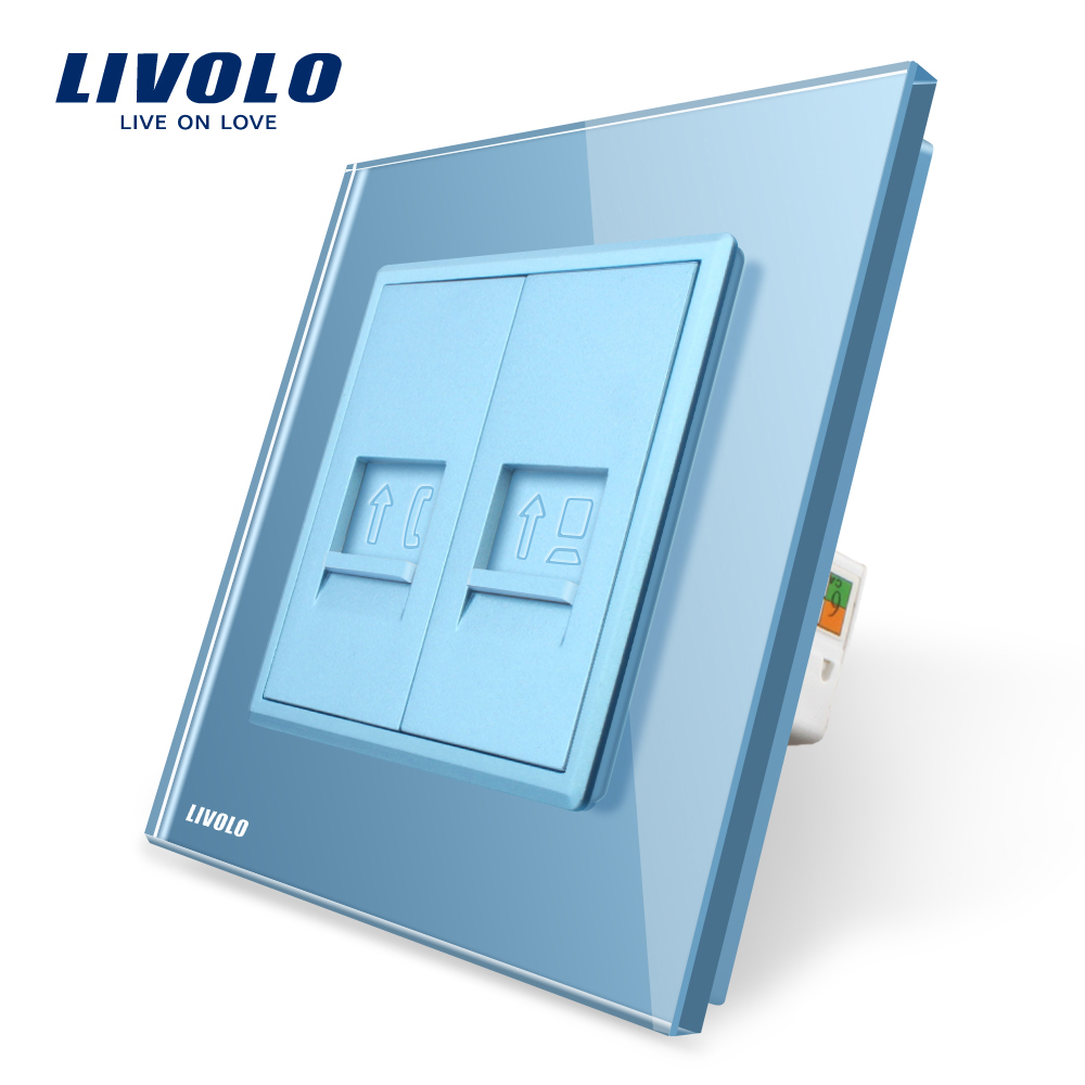 Priza Dubla Telefon+Internet Livolo Sticla - imagine 13