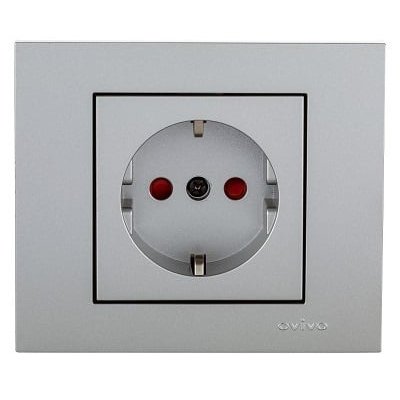 Priză Schuko Ovivo Grano Metalic 16A, cu împământare