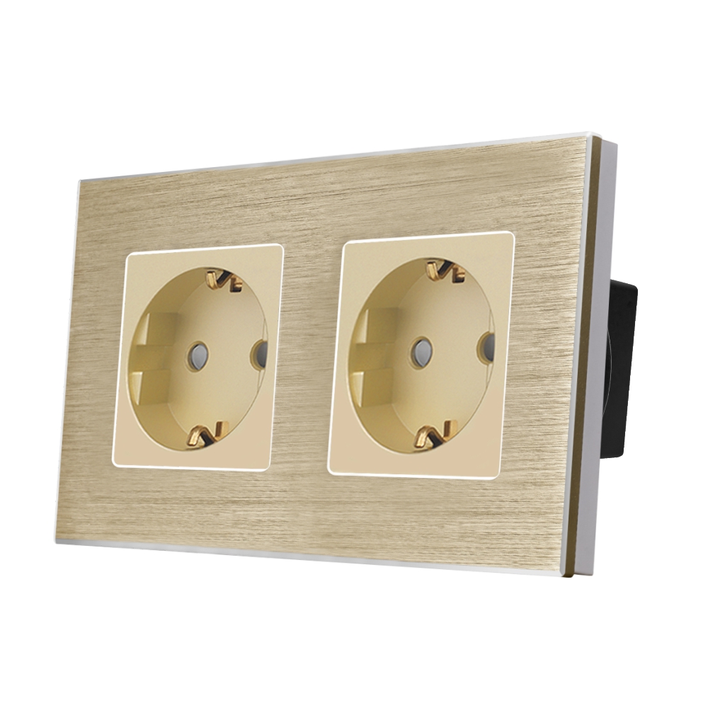 Priza Dubla LUXION, Rama Aluminiu, IP45, Protectie Copii - imagine 9