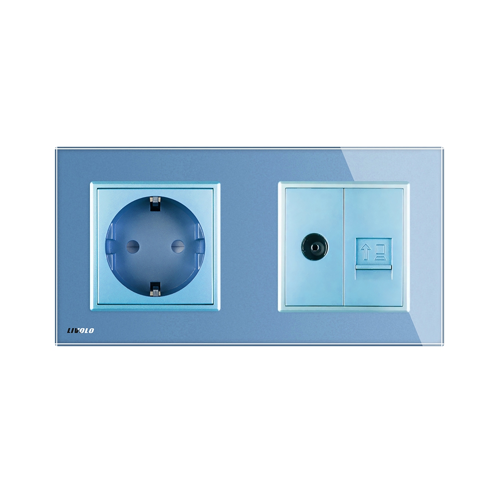 Priza Schuko și TV/Internet Livolo cu Rama Sticlă - imagine 14