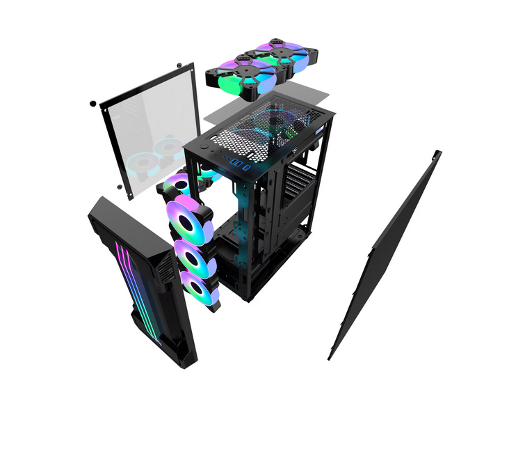 Carcasă Gaming ZERG Mid Tower ARGB Negru cu Sticlă - imagine 5