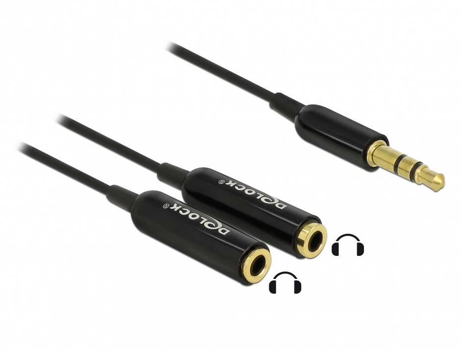 Splitter Audio Jack 3.5mm Delock, 2x Mama, 25cm