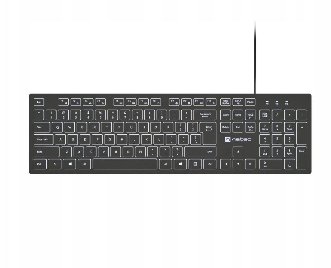 Tastatura Natec Herring Slim cu fir si iluminare LED alb - imagine 2