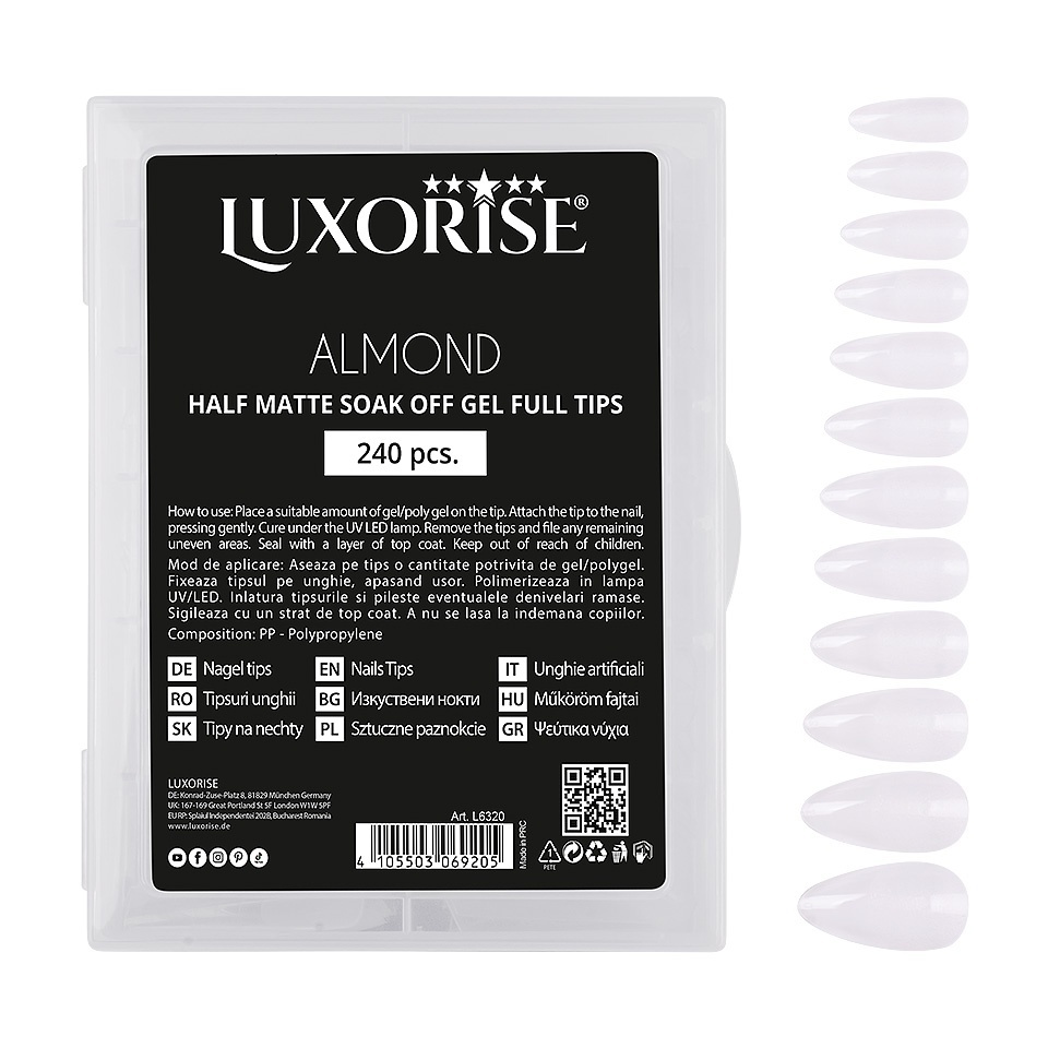 Tipsuri Unghii Dizolvabile Migdala Soak Off Luxorise 240 buc