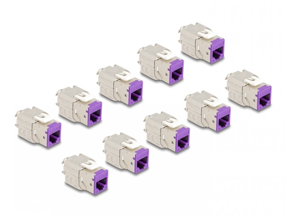 Set 10 Module Keystone RJ45 Cat.6A Toolfree Delock