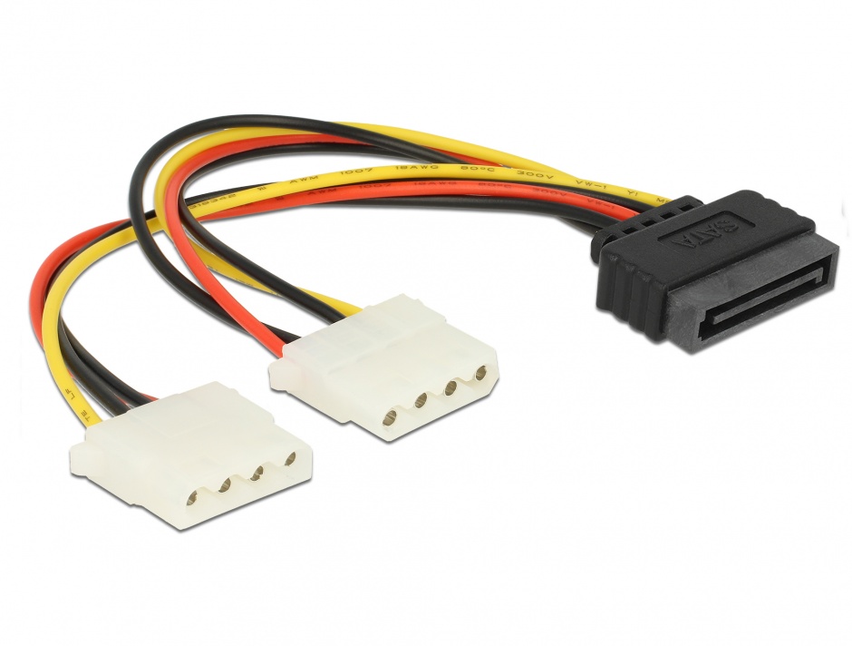 Adaptor Delock SATA la 2x Molex 4 Pin