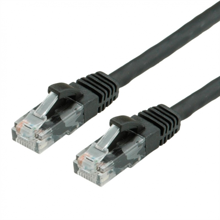 Cablu RJ45 Cat.6A 0.5m Negru Value | Conexiune Rapidă