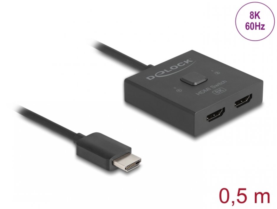Switch HDMI Bidirecțional 2 Porturi, 8K, Delock 18901