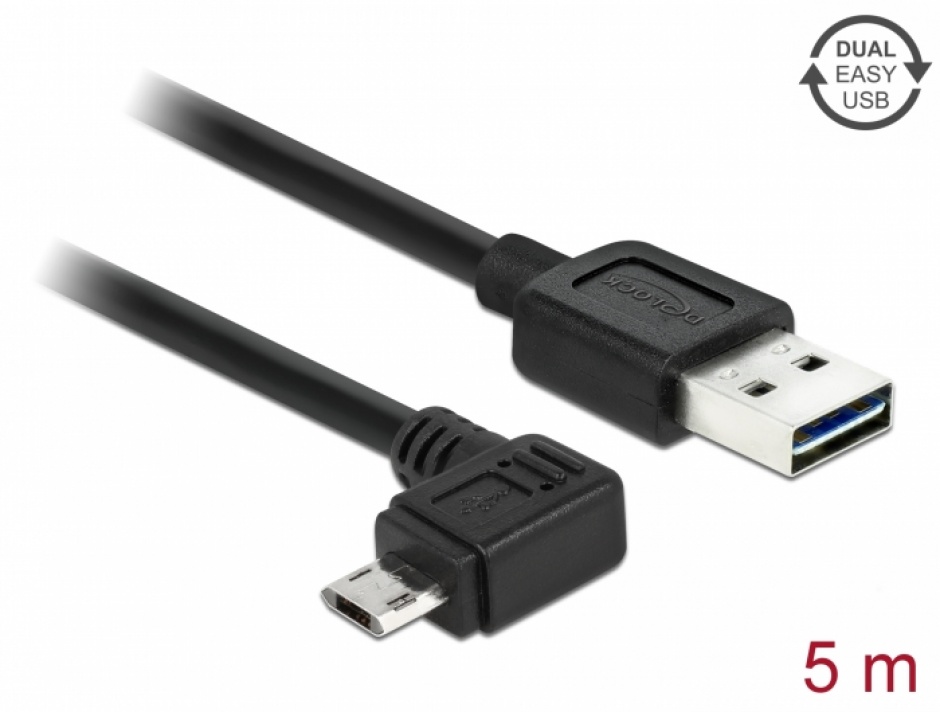 Cablu Delock 5m USB 2.0 Unghi Dublu Sens