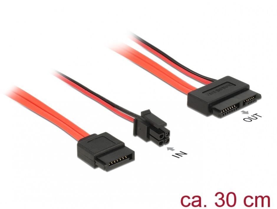 Cablu Slim SATA 13p la SATA, 30cm Delock