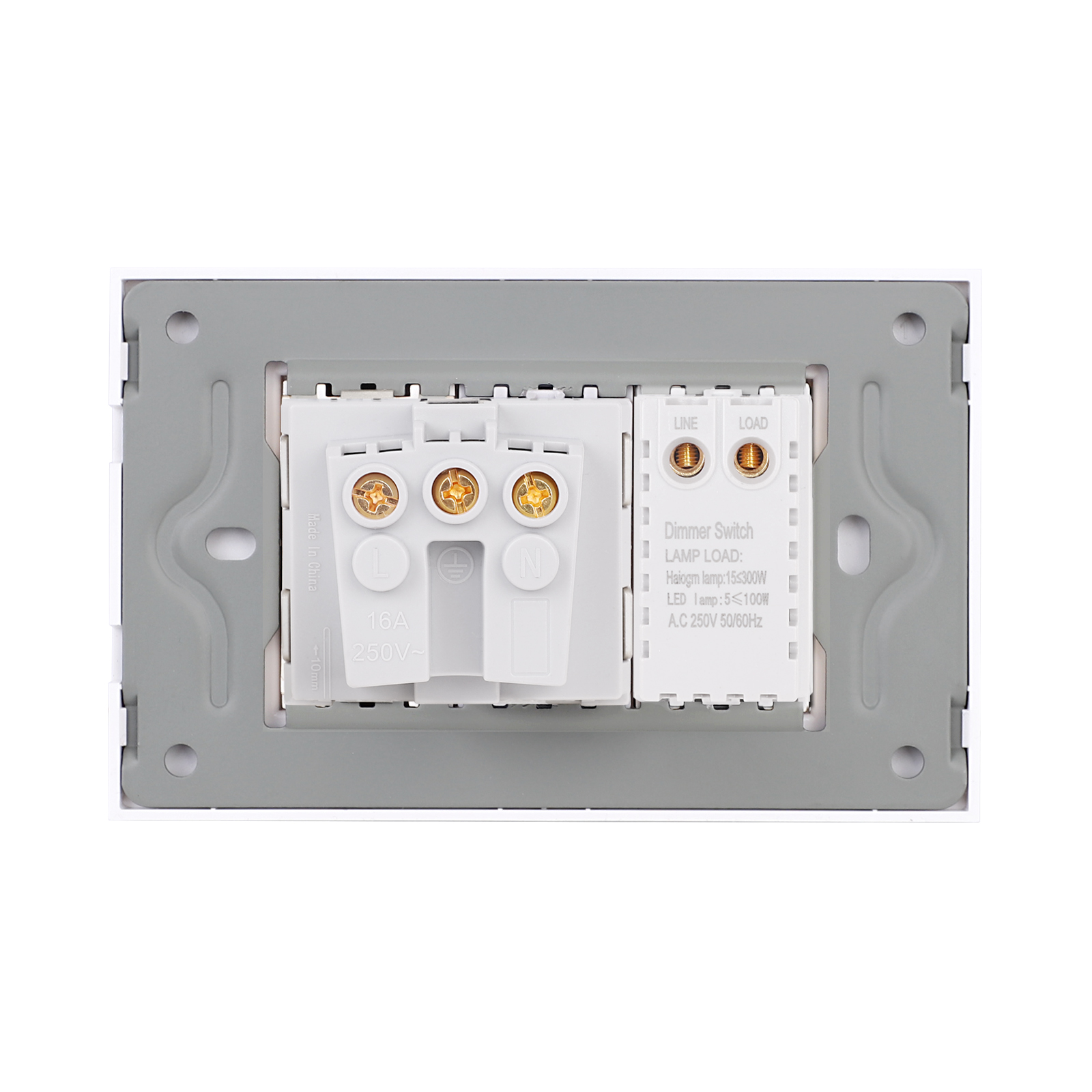 Întrerupător cu Variator + Priză LUXION, Rama Sticlă, IP44 - imagine 12