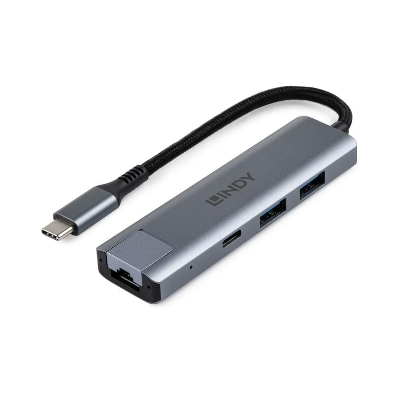 Hub Lindy USB-C Gigabit Ethernet 4-in-1 Porturi - imagine 2