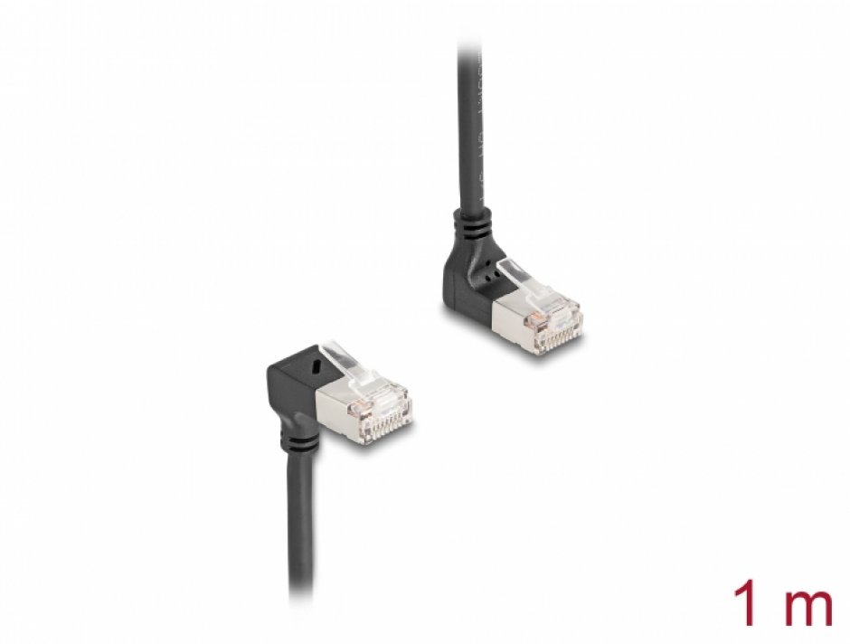 Cablu RJ45 Cat.6A Delock 90° Slim 1m