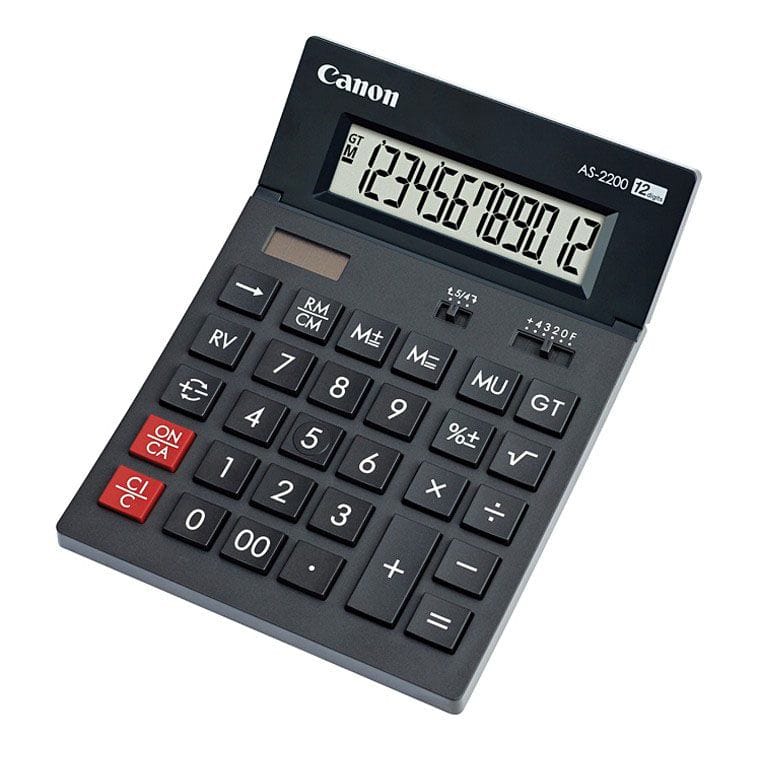 Calculator Birou Canon AS2200, 12 Digiti, LCD, Solar si Baterie - imagine 2