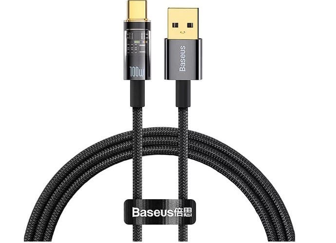 Cablu USB-C 100W Baseus Explorer, 2m, Auto Power-Off, Negru - imagine 2