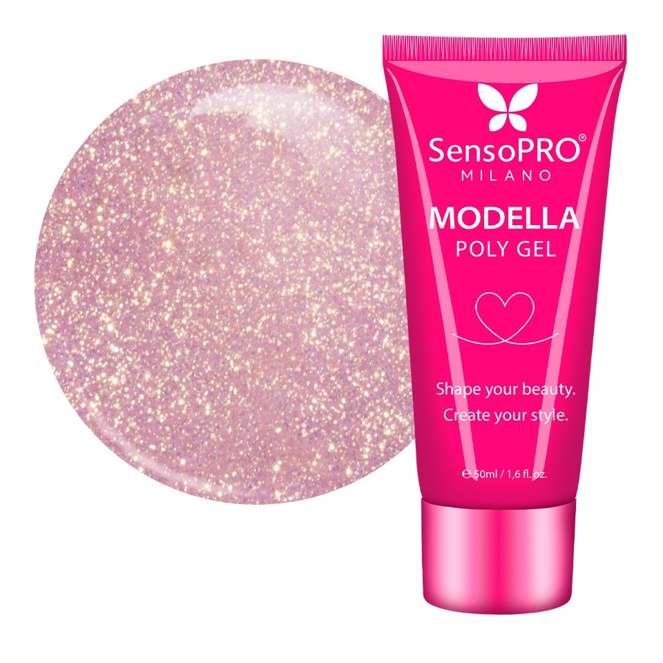Polygel MODELLA SensoPRO Milano - Rose Gold Sheen, 50ml