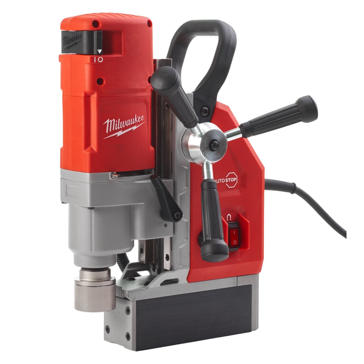 Masina de gaurit cu talpa magnetica Milwaukee MDE 41, motor 1200W, 2 viteze, AUTOSTOP, 9930N, gaurire 41mm, Weldon 19mm, 4933451015