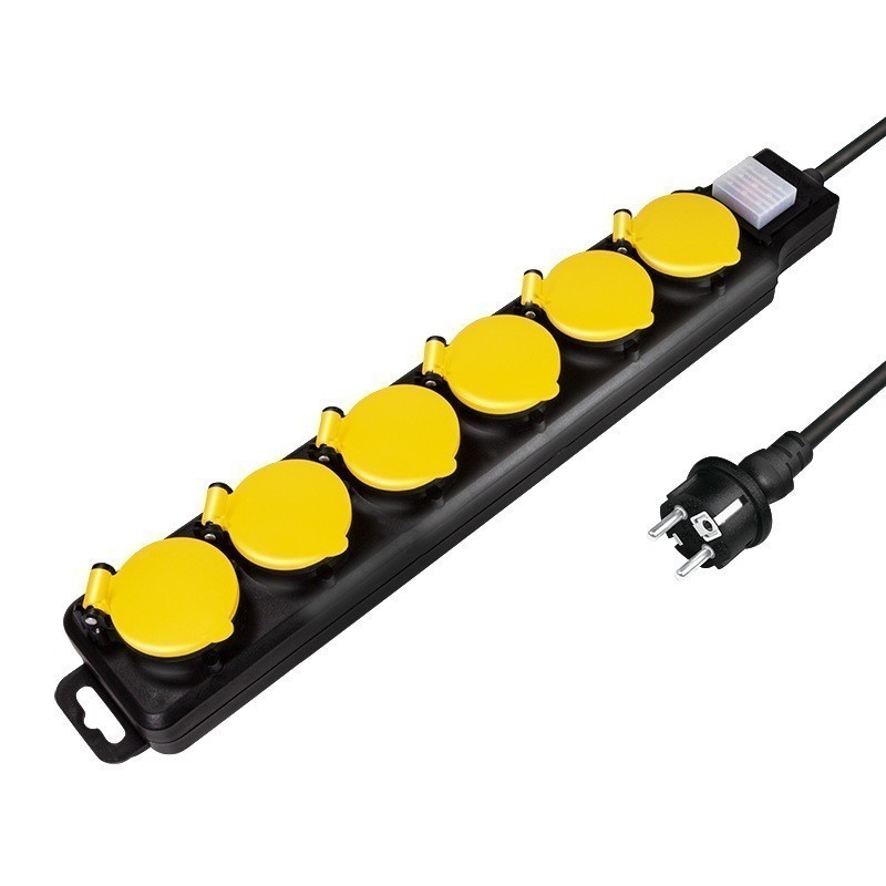 Prelungitor LogiLink LPS256 6xSchuko 1.5m IP44 Negru-Galben