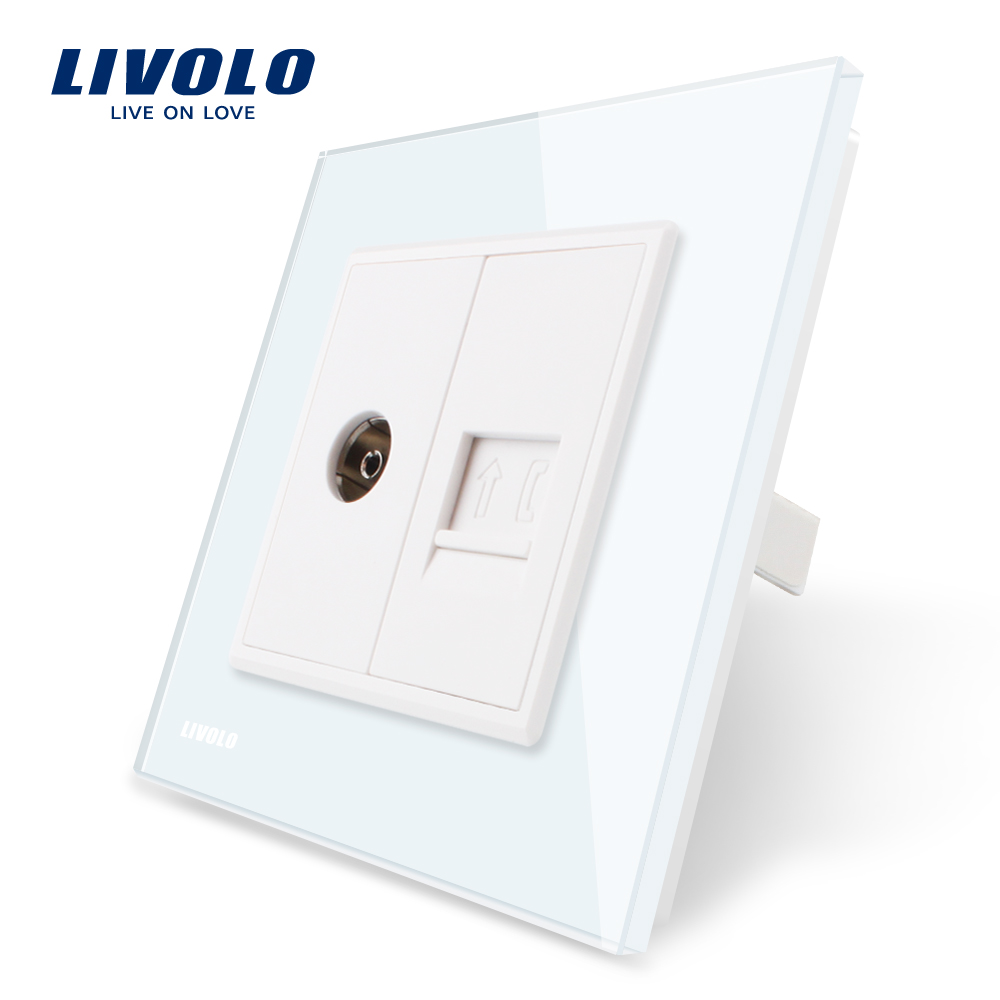 Priza TV+Telefon Livolo Rama Sticla