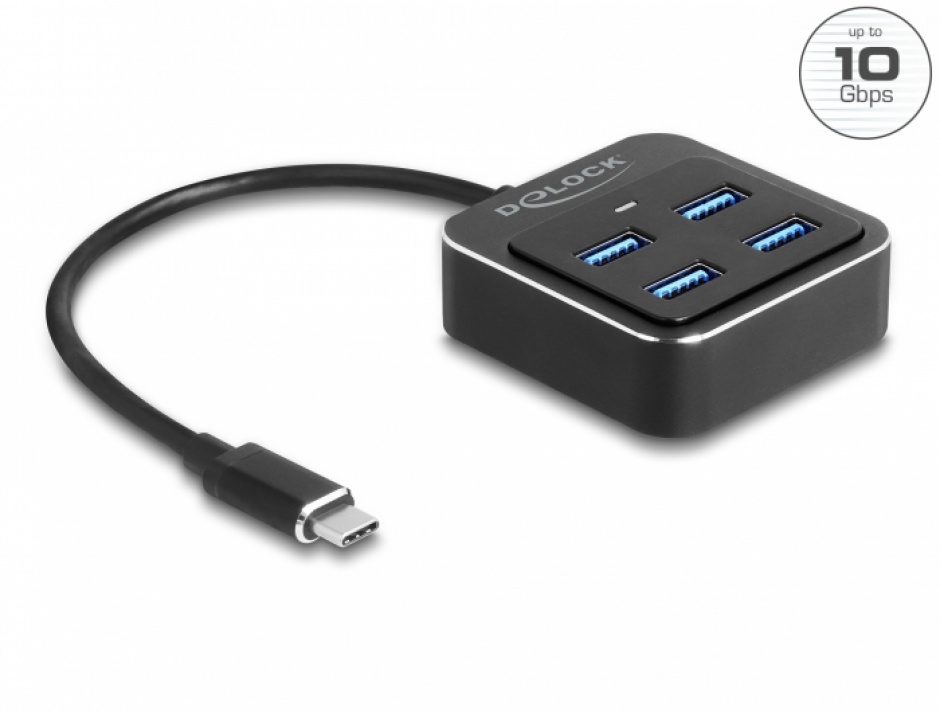 Hub USB 3.2 Delock 64191, 4 porturi Type-C la USB-A