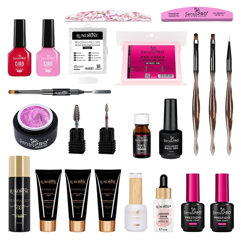 Kit Unghii Polygel & Gel LUXORISE PRO110 pentru Profesioniști