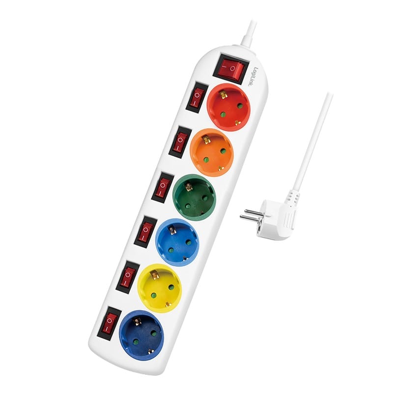 Prelungitor Logilink 6 Prize Schuko 1.5m Protecție Copii Alb - imagine 3
