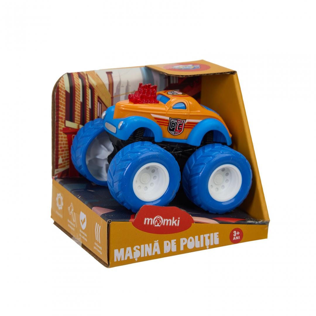 Mașină Poliție Portocalie Momki 8.5cm - Jucărie Inerție - imagine 4