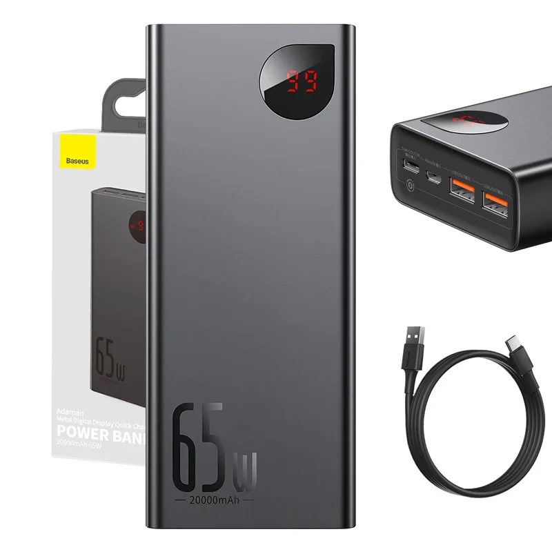 Powerbank 20000mAh Baseus Adaman 65W PD - Încărcare Rapidă Laptop - imagine 3