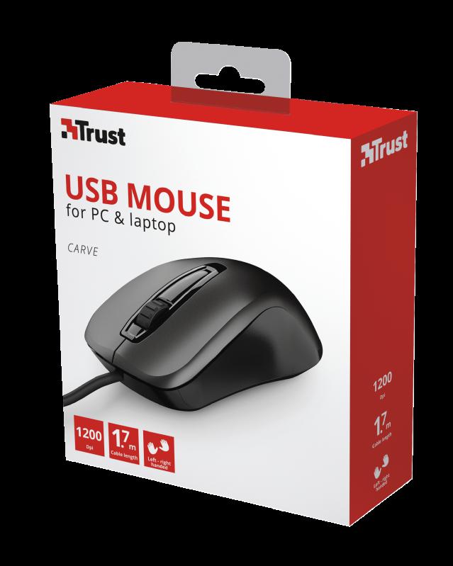 Mouse Trust Carve USB Negru - 1200 DPI, Ergonomic - imagine 8