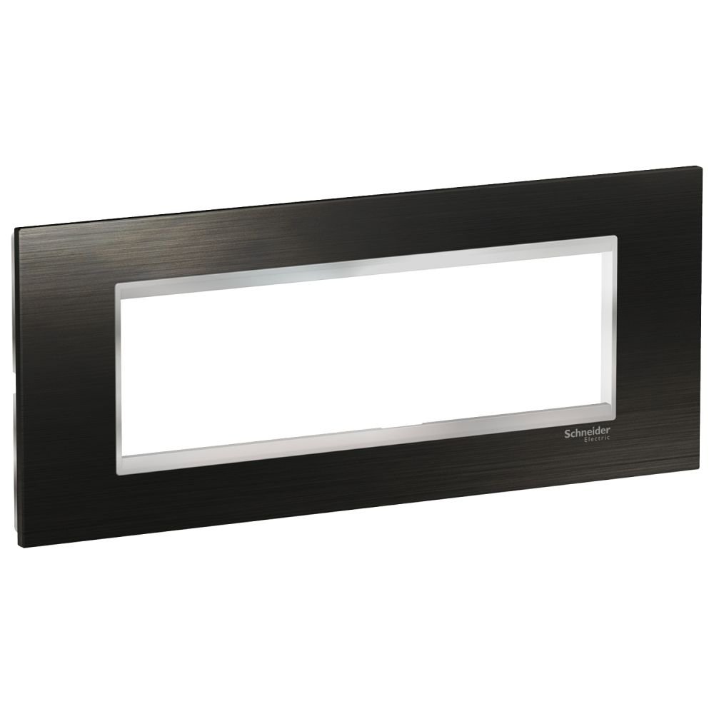 Rama 7 module Inox Schneider Easy Styl, Negru/Crom