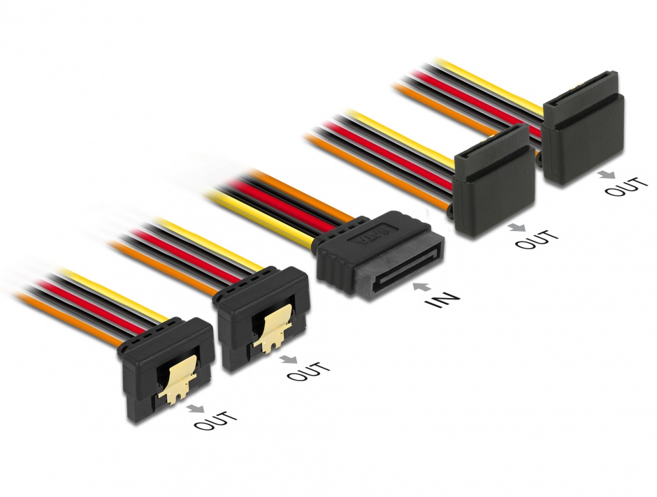Cablu alimentare SATA 4x, 15cm, Delock
