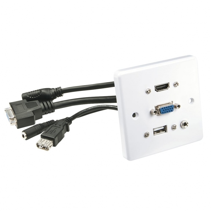 Priza Perete Lindy cu HDMI, VGA, USB