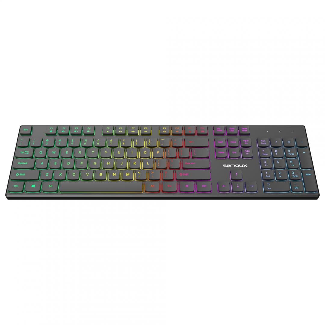 Tastatura Office USB cu Iluminare Serioux - 104 Taste Negru - imagine 3