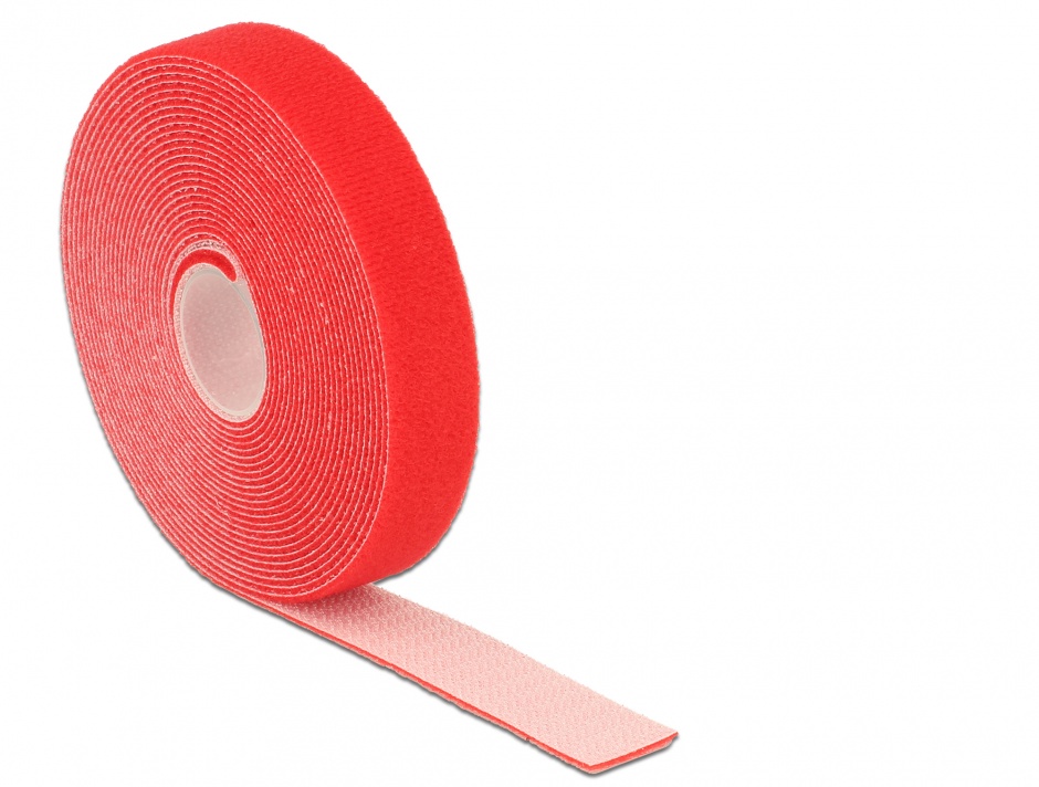 Rola arici roșie 5m x 20mm Delock, Reutilizabilă