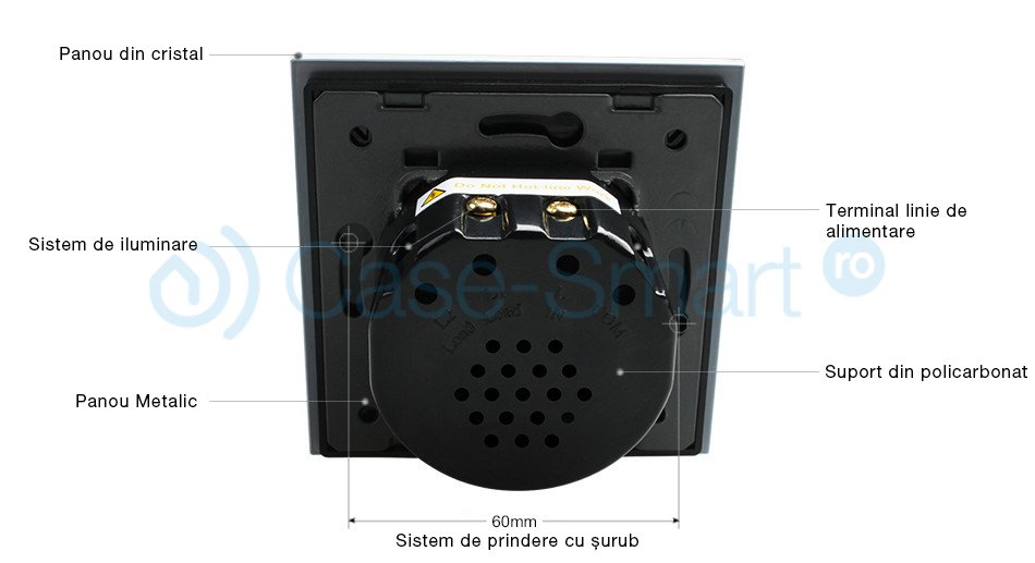 Intrerupator Triplu Touch Livolo, Sticla, LED - imagine 7