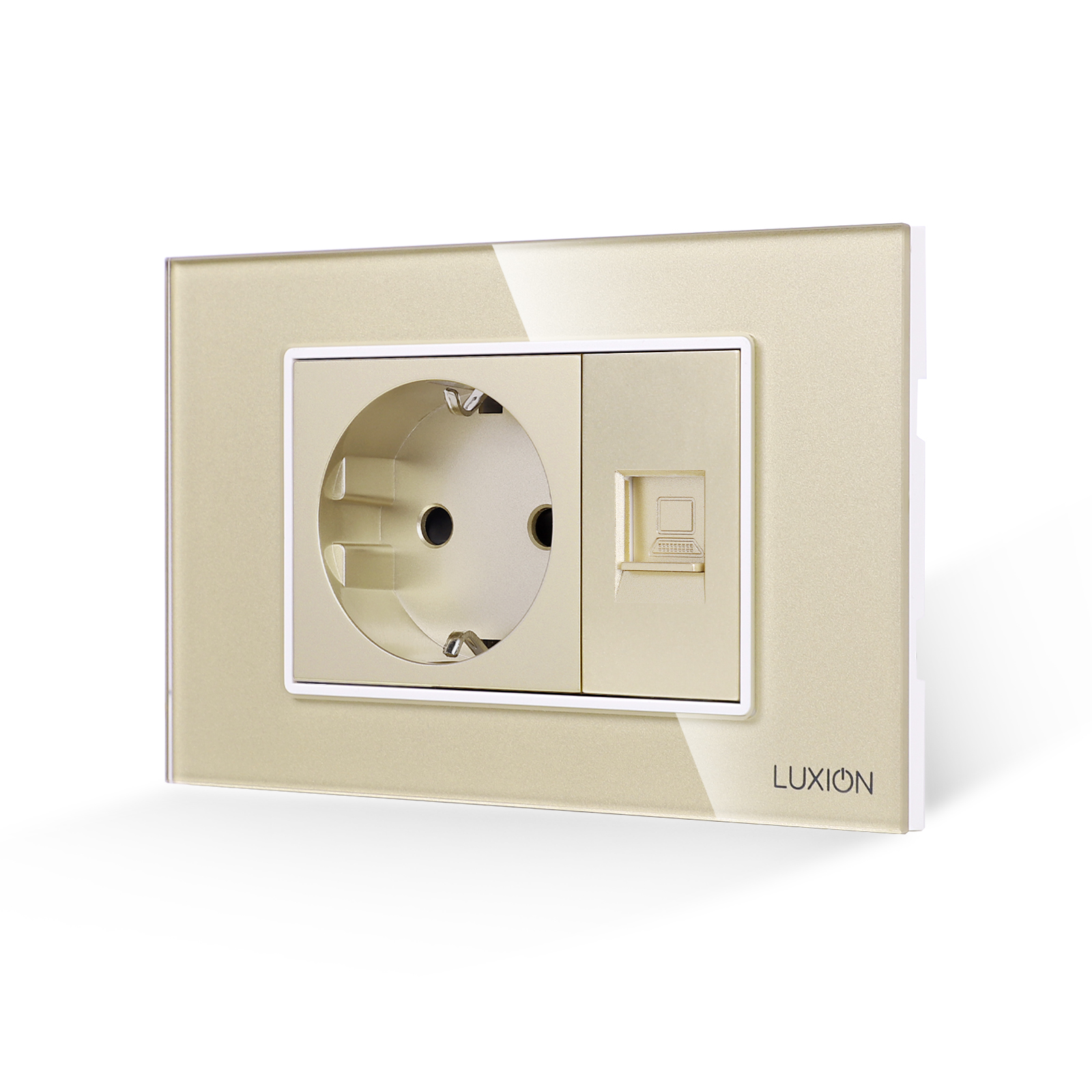 Priza Schuko + Priza Internet cu Rama Sticla LUXION 3M - imagine 9