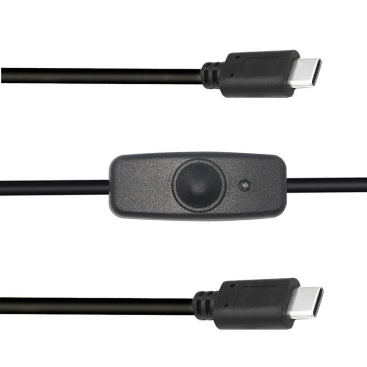 Cablu USB-C OEM cu Întrerupător ON/OFF, 1 m, Negru