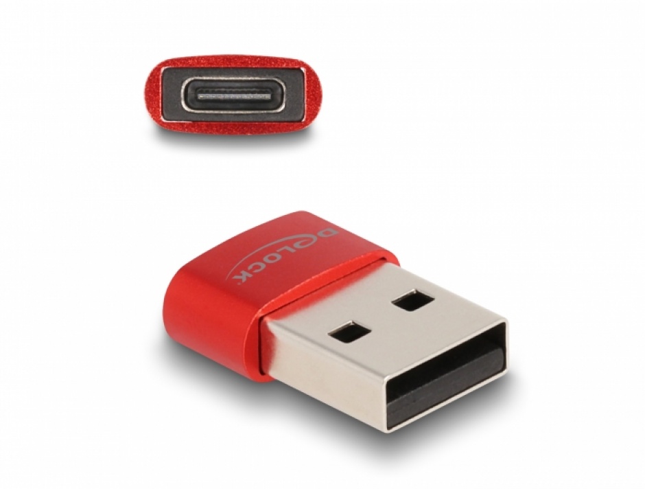 Adaptor USB-C la USB 2.0 Delock 60050, Rosu