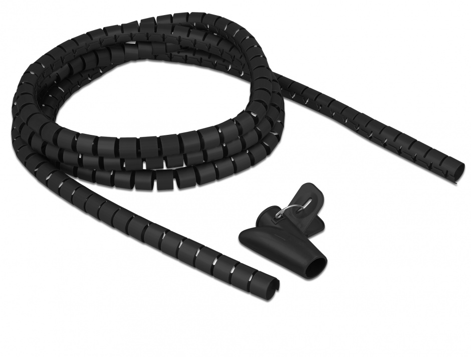 Organizator Cabluri Spiralat Delock 2.5m Negru