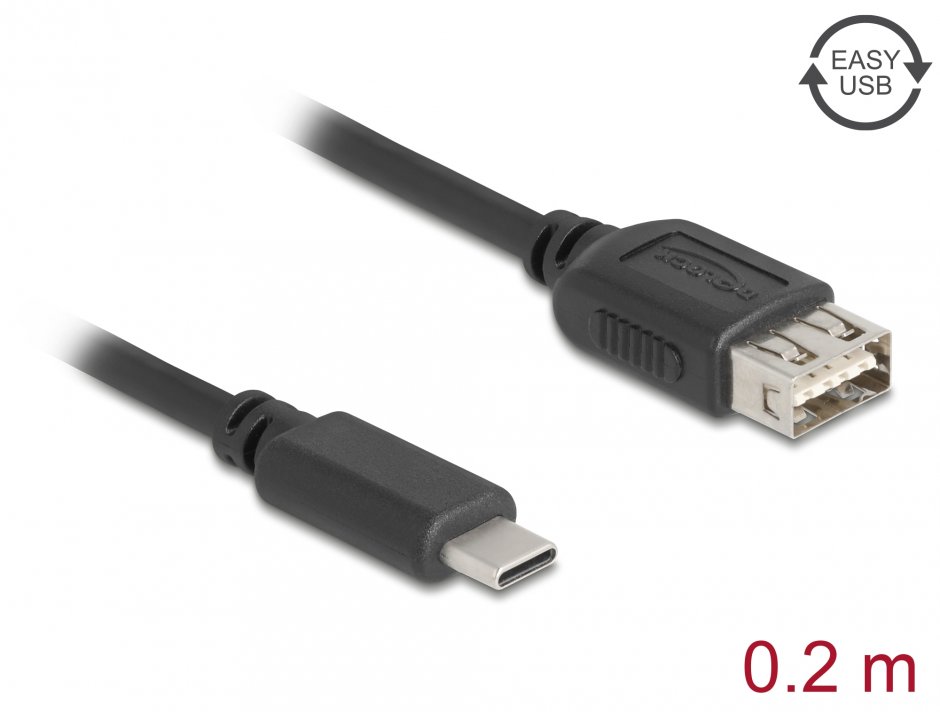 Cablu Delock USB-C la USB-A 0.2m Reversibil