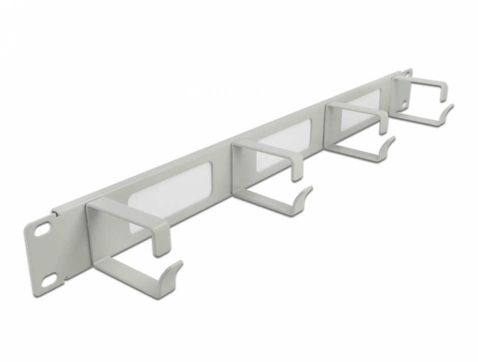 Organizator Cabluri 1U 19" Delock cu Peri Gri
