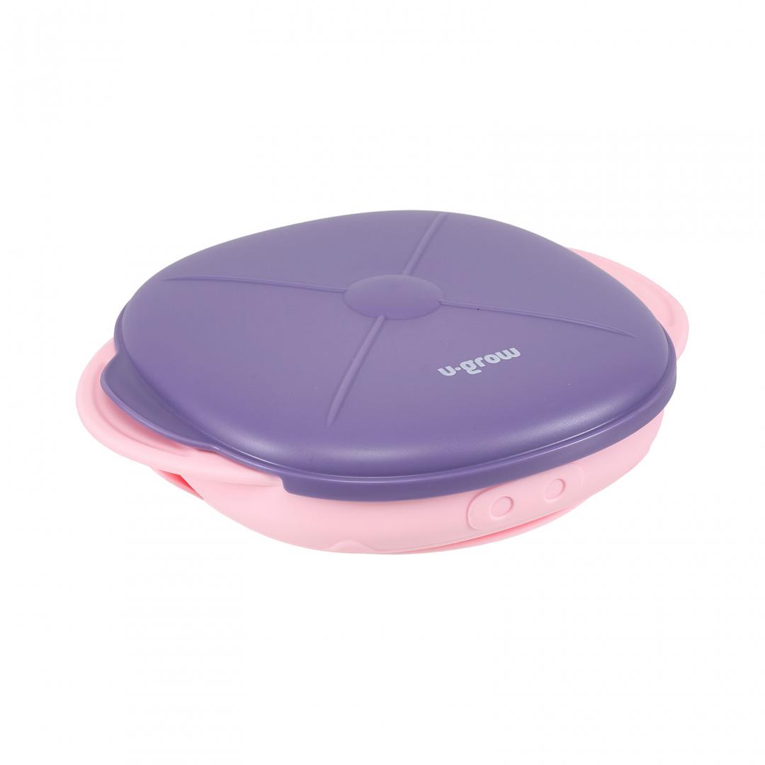 Farfurie Silicon cu Capac Mov U-Grow - Antiderapanta 600ml