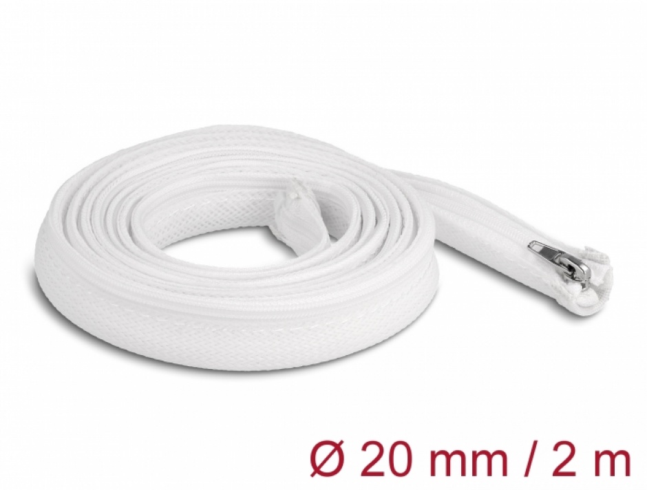 Organizator Cabluri Delock 2m cu Fermoar Alb