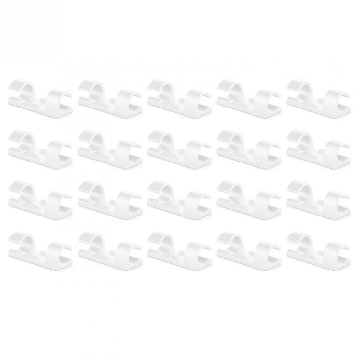 Set 20 Clips Cabluri Autoadezive Alb | OEM