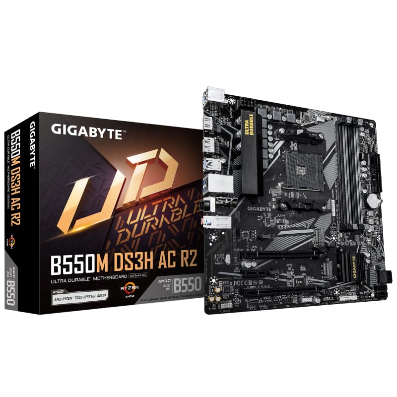 Placă de bază Gigabyte B550M DS3H AC R2 AM4 mATX cu WiFi - imagine 2